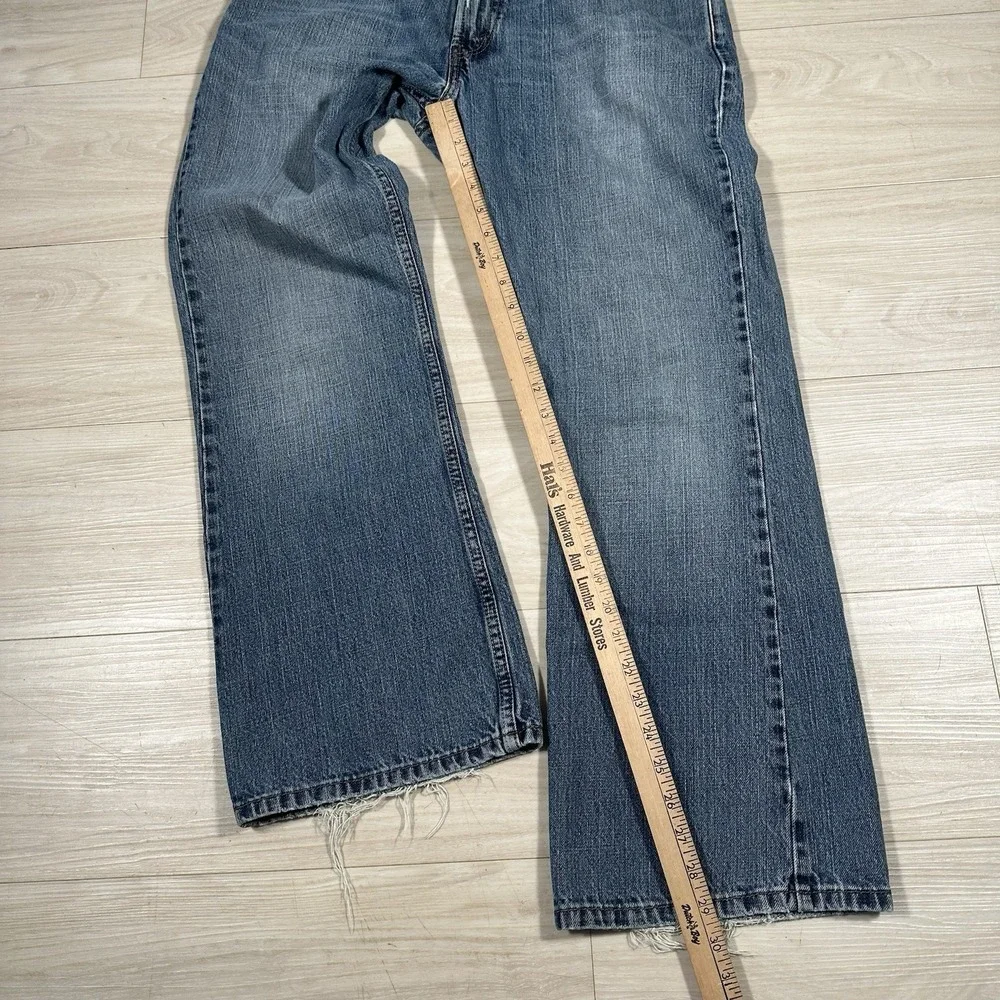 Levi's 527 Slim Bootcut Jeans Mens 34x30 Medium Blue Wash 100% Cotton Distressed